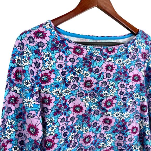 The TALBOTS Tee Sz Medium Blue 3/4 Sleeve Cotton Shirt Top Easter Spring Summer - Picture 4 of 8